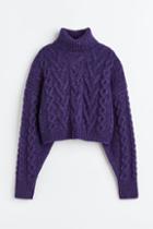 H & M - Wool-blend Cable-knit Sweater - Purple