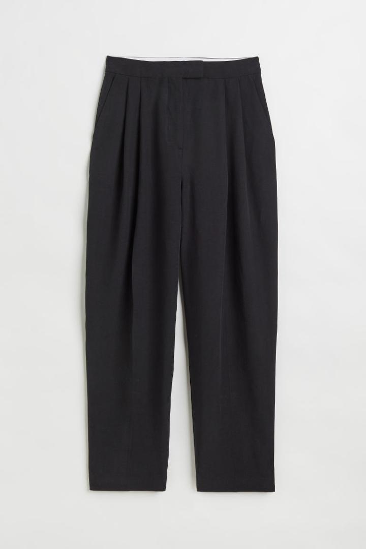 H & M - Linen-blend Dress Pants - Black