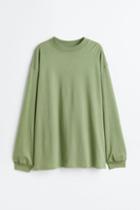 H & M - Long-sleeved Jersey Shirt - Green