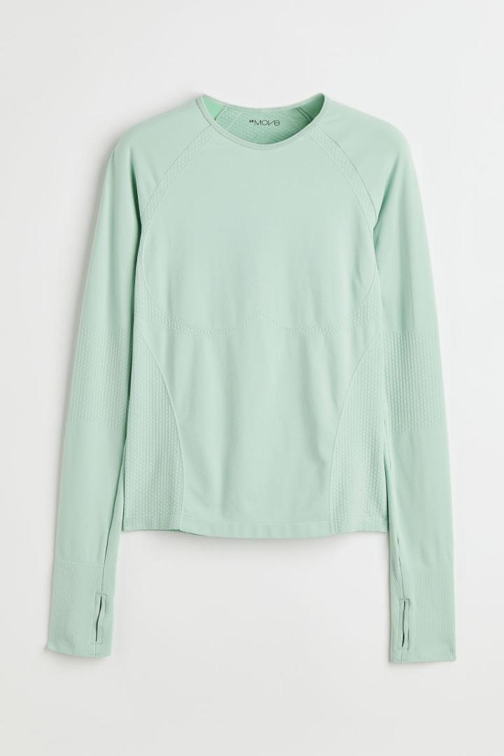 H & M - Seamless Sports Top In Drymove&trade; - Green