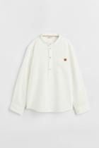 H & M - Linen-blend Henley Shirt - White