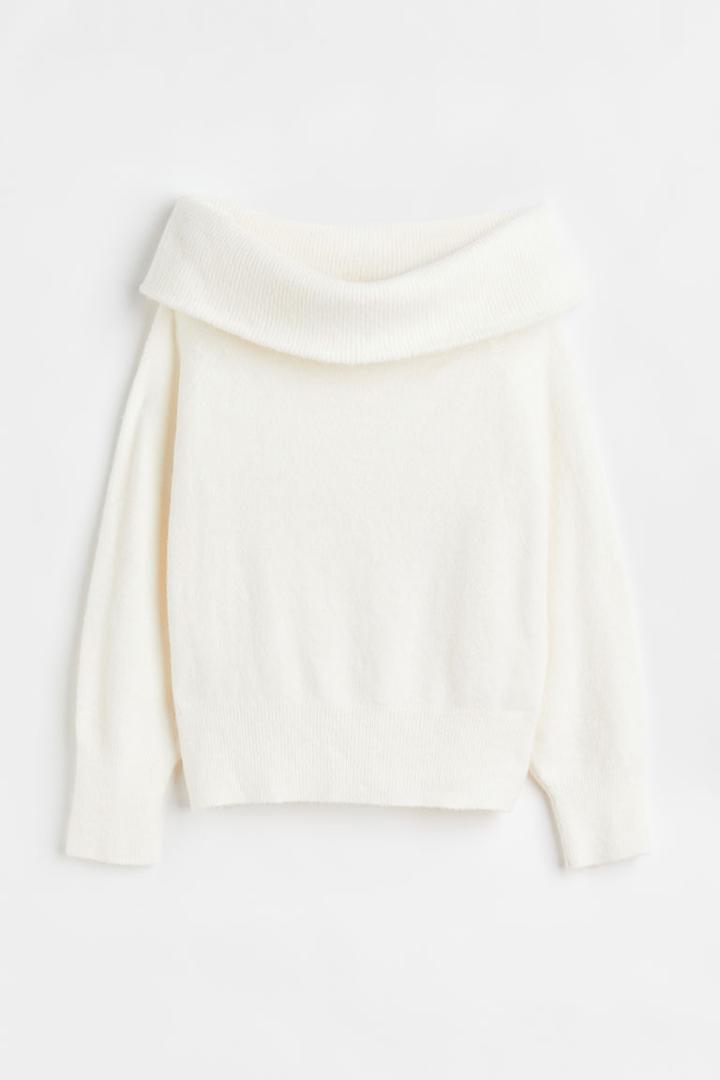 H & M - Off-the-shoulder Sweater - White