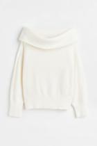 H & M - Off-the-shoulder Sweater - White