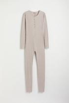 H & M - Ribbed Modal-blend Jumpsuit - Brown