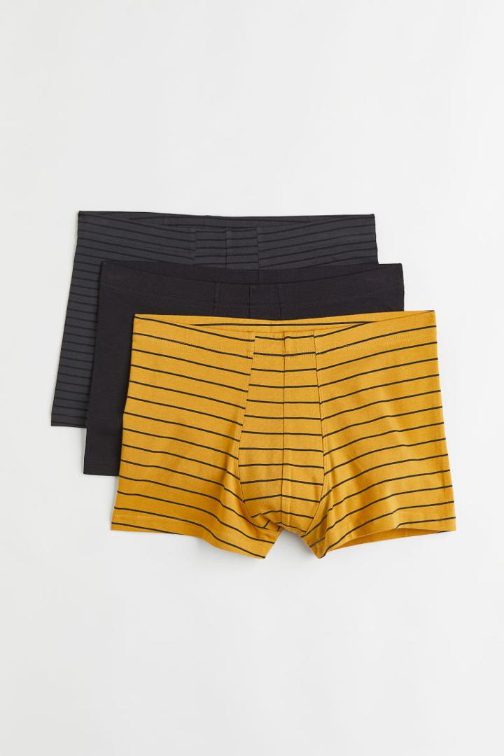 H & M - 3-pack Short Cotton Boxer Shorts - Yellow