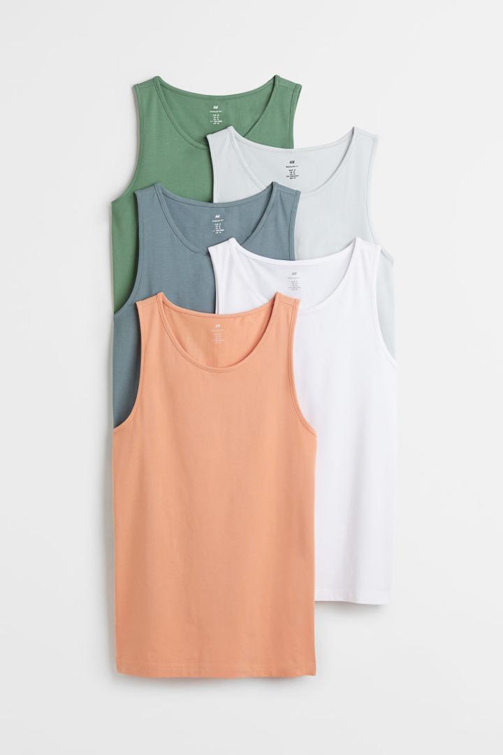 H & M - 5-pack Regular Fit Tank Tops - Orange