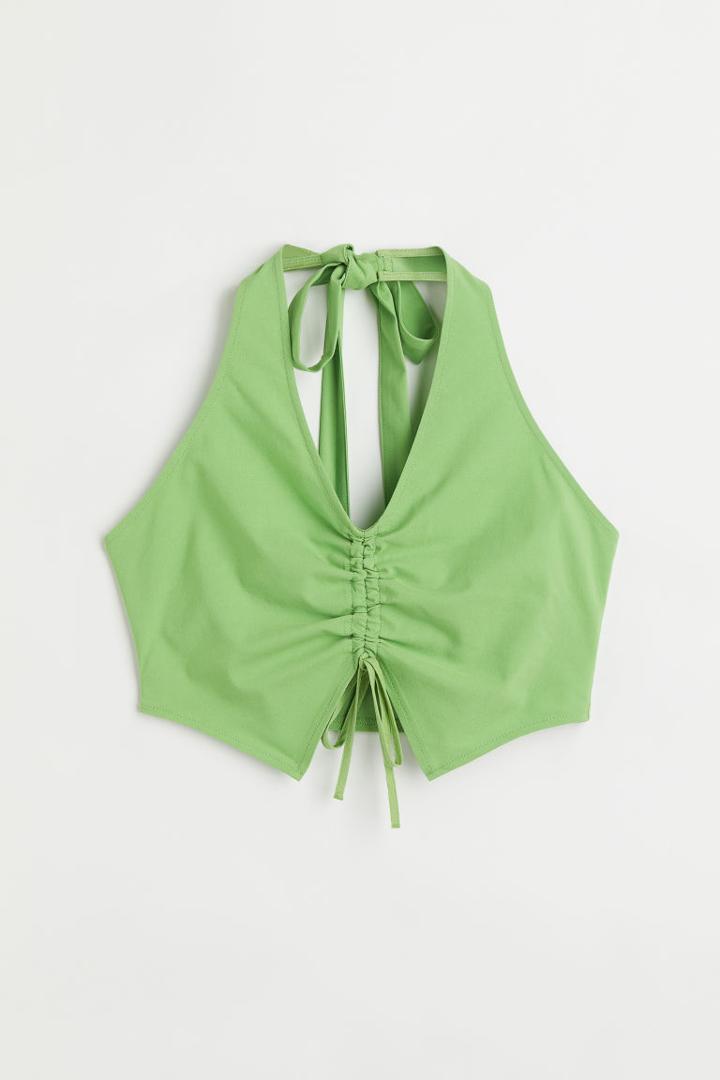 H & M - Halterneck Drawstring Top - Green