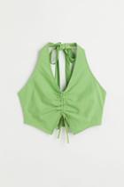 H & M - Halterneck Drawstring Top - Green