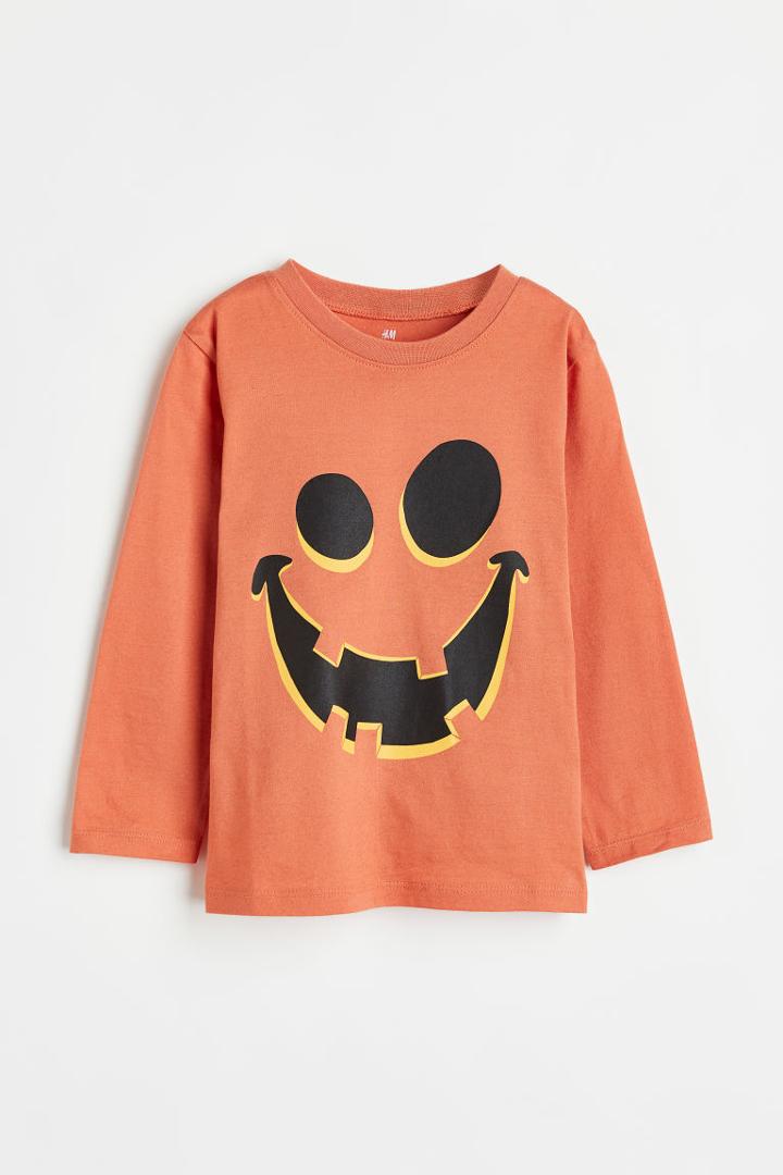 H & M - Printed Jersey Shirt - Orange