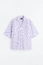 H & M - Oversized Fit Patterned Resort Shirt - Purple