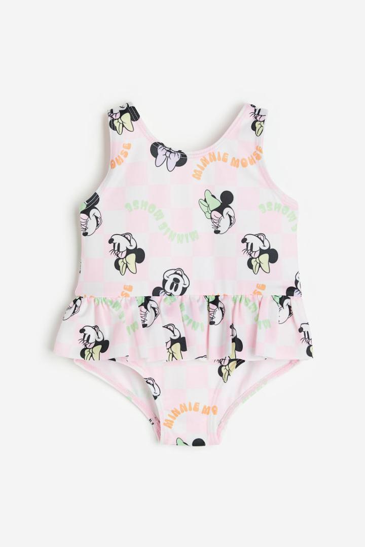 H & M - Flounce-trimmed Swimsuit - Pink