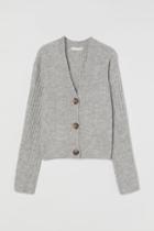 H & M - Rib-knit Cardigan - Gray