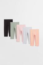 H & M - 5-pack Cotton Capri Leggings - Green