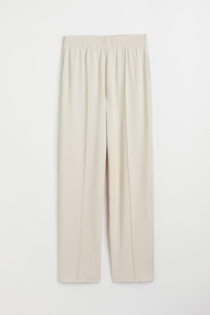 H & M - Creased Jersey Pants - Beige