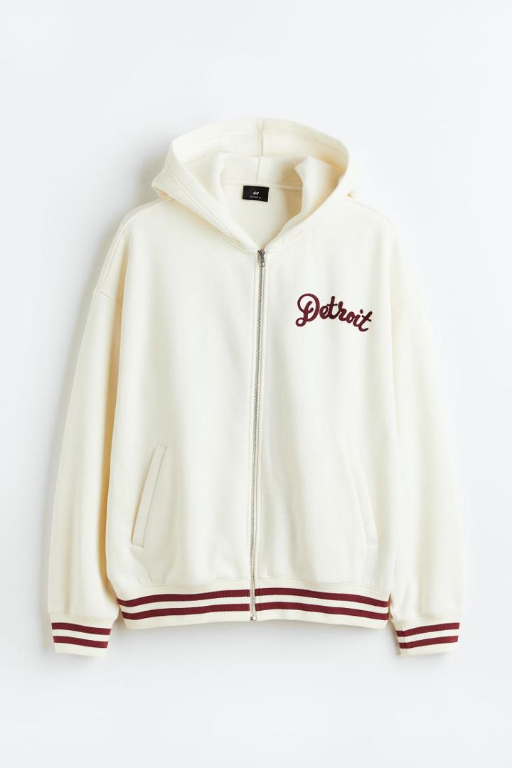 H & M - Oversized Fit Hooded Jacket - White