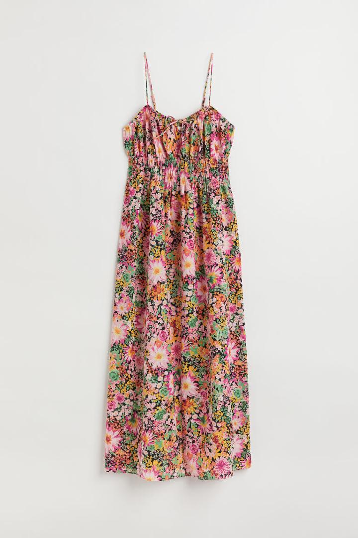 H & M - Smocked Cotton Dress - Black