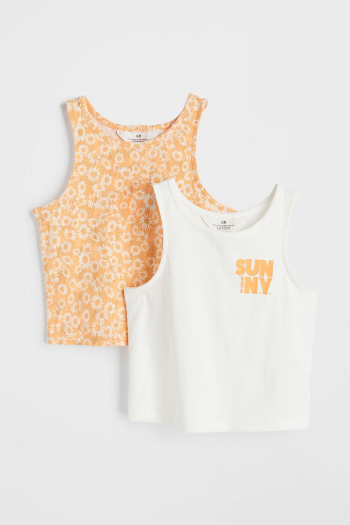 H & M - 2-pack Cotton Tank Tops - Orange