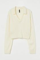 H & M - Collared Sweater - White