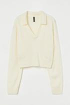 H & M - Collared Sweater - White