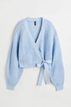 H & M - Knit Wrap-front Cardigan - Blue