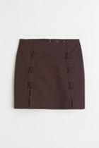 H & M - Lacing-detail Twill Skirt - Brown