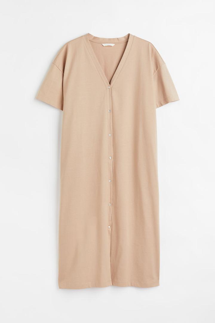 H & M - H & M+ Button-front Jersey Dress - Beige