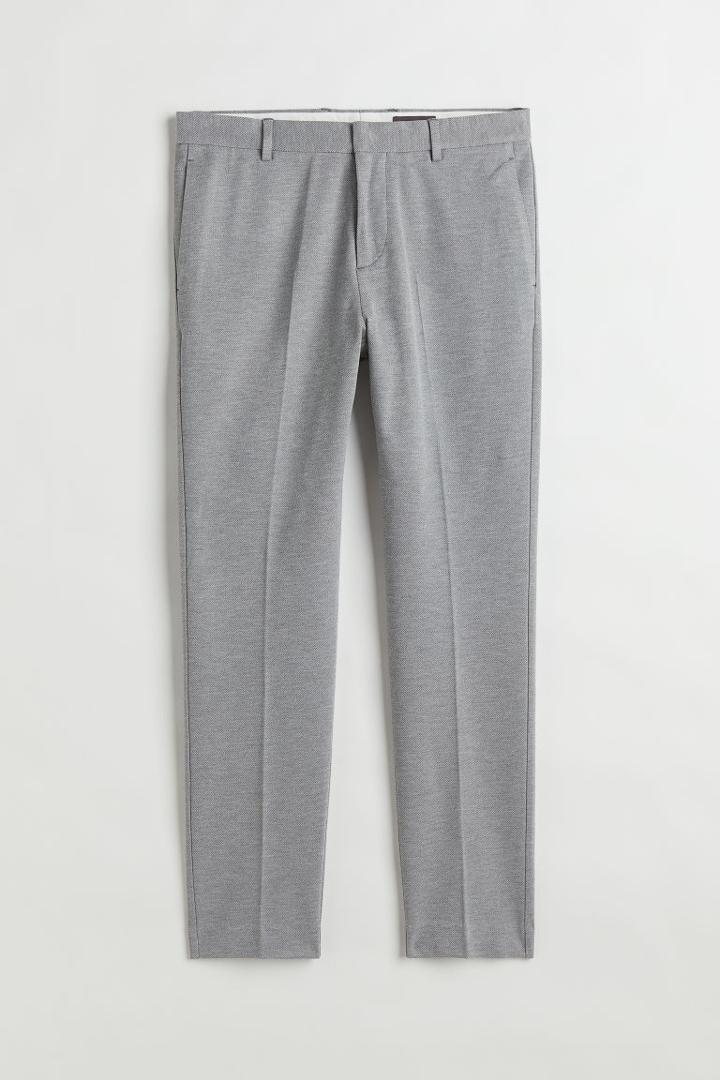 H & M - Slim Fit Jersey Suit Pants - Gray