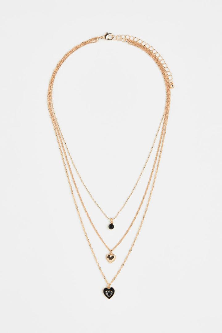 H & M - Triple-strand Pendant Necklace - Gold