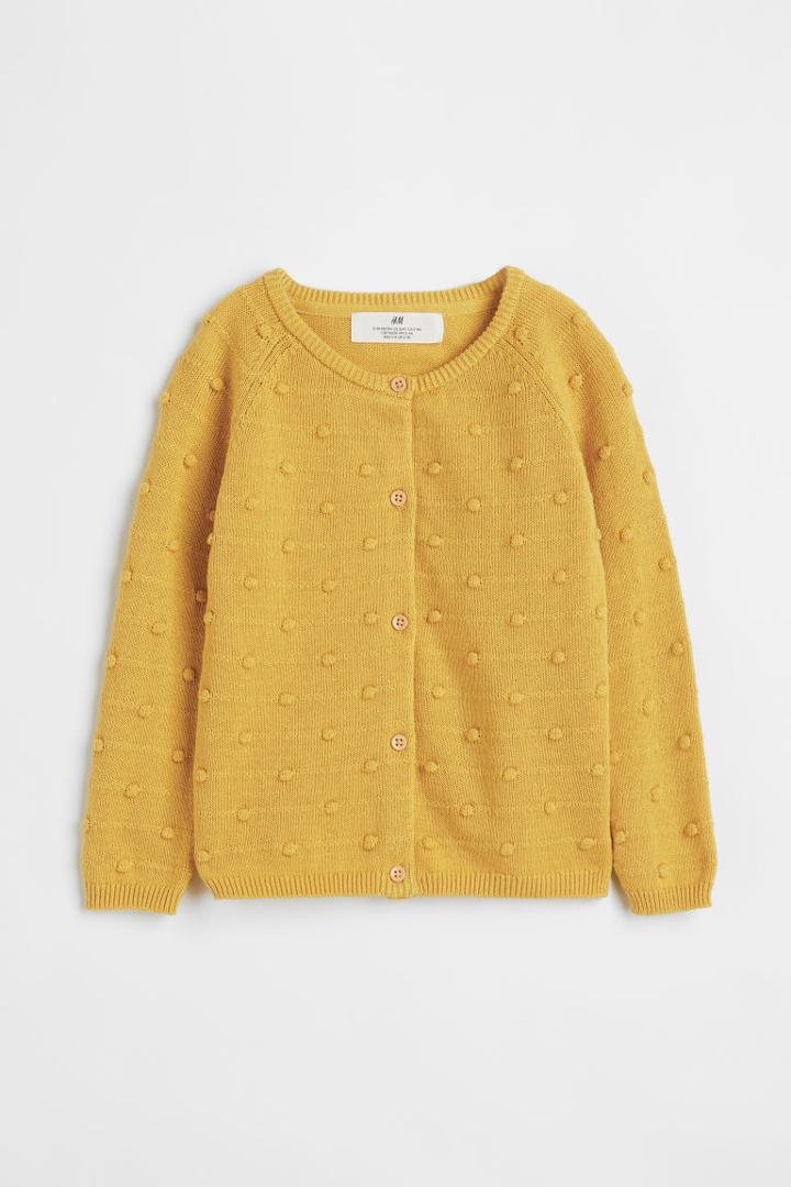 H & M - Textured-knit Cardigan - Yellow