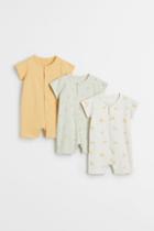 H & M - 3-pack Cotton Jumpsuits - White