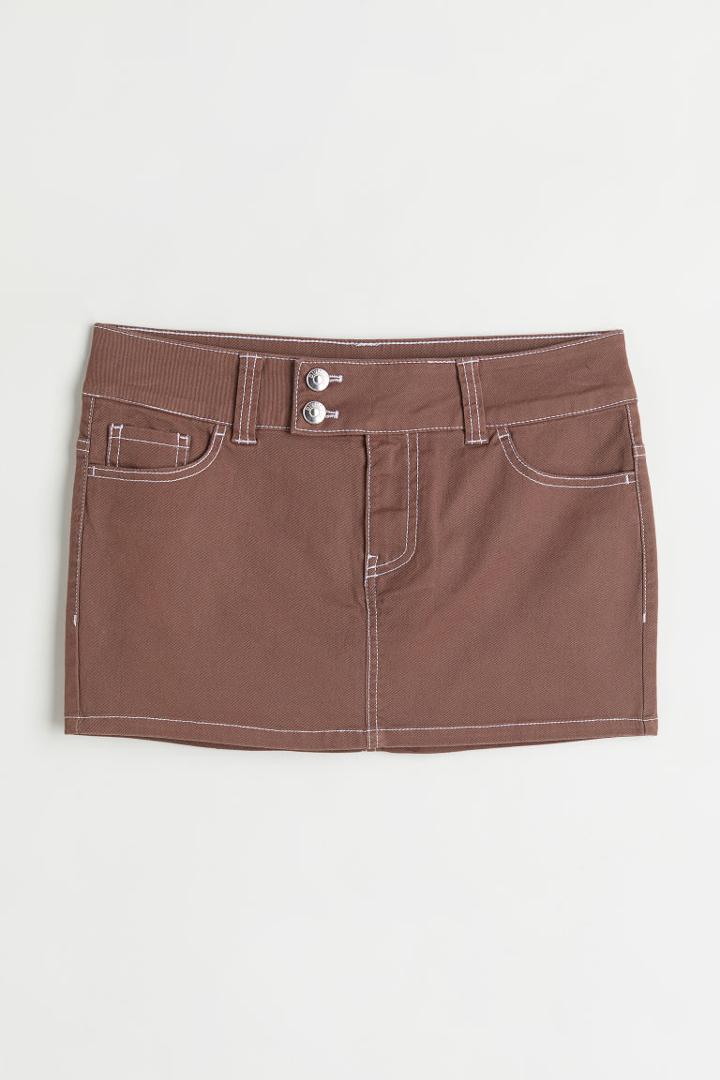H & M - Short Twill Skirt - Beige