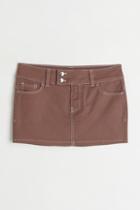 H & M - Short Twill Skirt - Beige