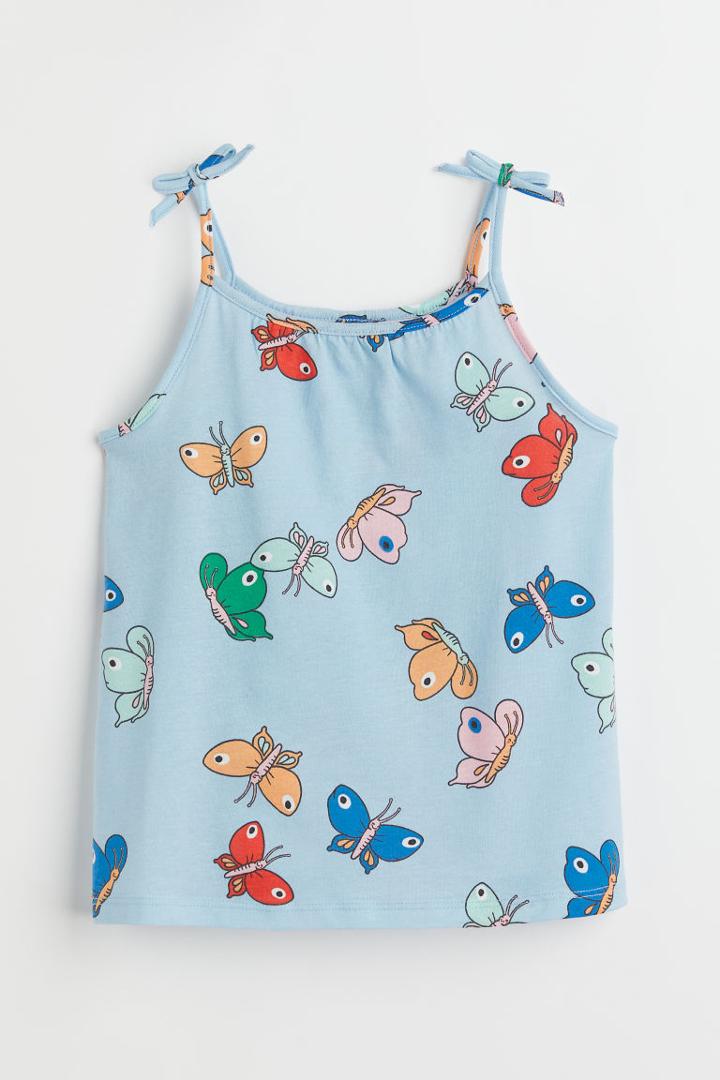 H & M - Jersey Bow-detail Tank Top - Blue