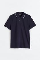 H & M - Slim Fit Cotton Polo Shirt - Blue