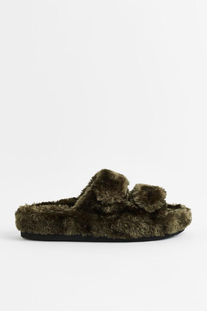 H & M - Fluffy Sandals - Green