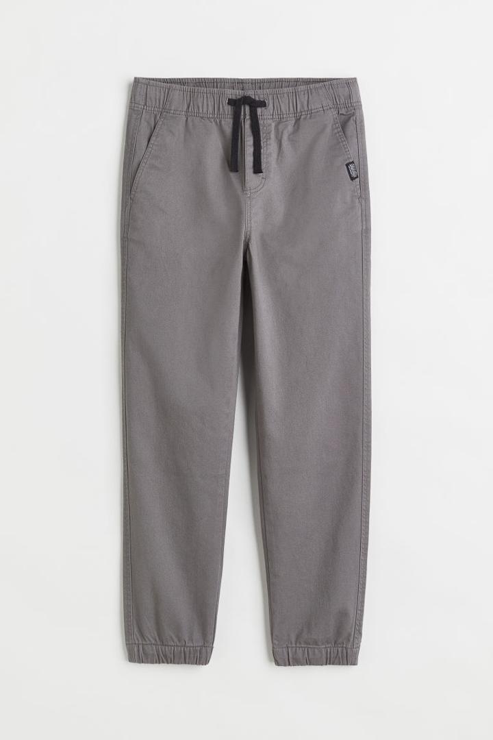 H & M - Cotton Twill Joggers - Gray