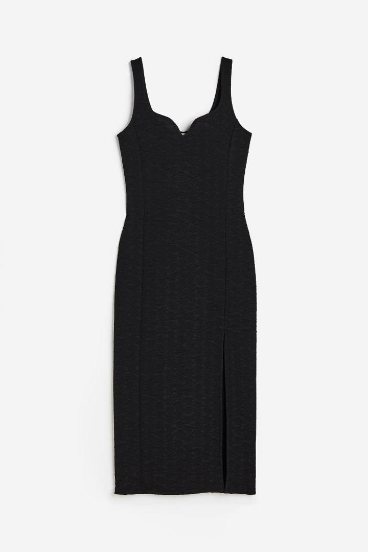 H & M - Textured Jersey Bodycon Dress - Black