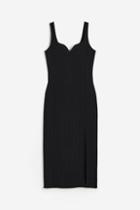H & M - Textured Jersey Bodycon Dress - Black