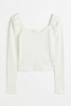 H & M - Ribbed Short Top - White