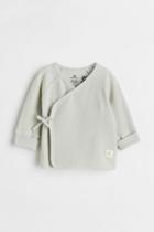 H & M - Wrapover Top With Foldover Cuffs - Green