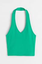 H & M - Halterneck V-neck Top - Green