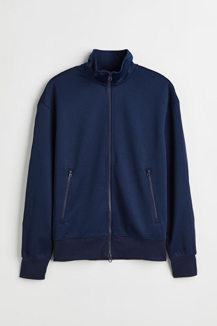 H & M - Relaxed Fit Fast-drying Track Jacket - Blue