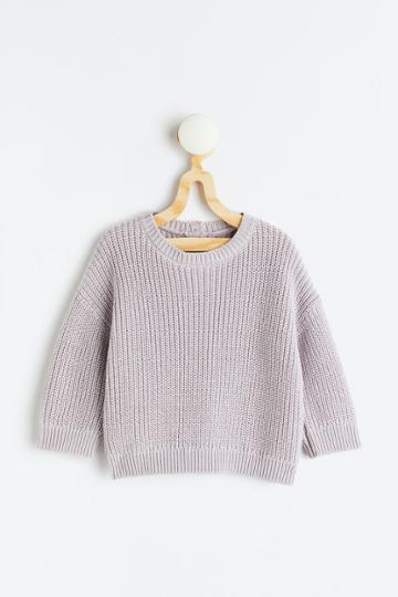H & M - Oversized Rib-knit Cotton Sweater - Gray
