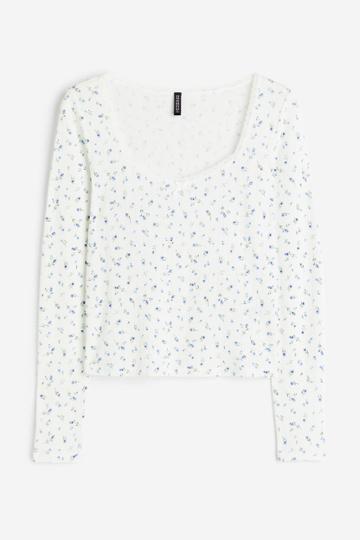H & M - H & M+ Lace-trimmed Pointelle Jersey Top - White