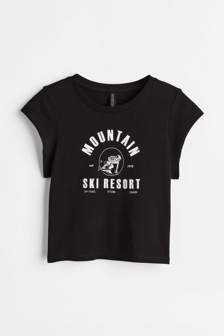 H & M - Printed Top - Black