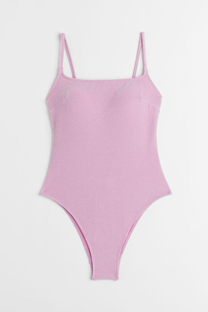 H & M - Padded-cup Swimsuit - Pink
