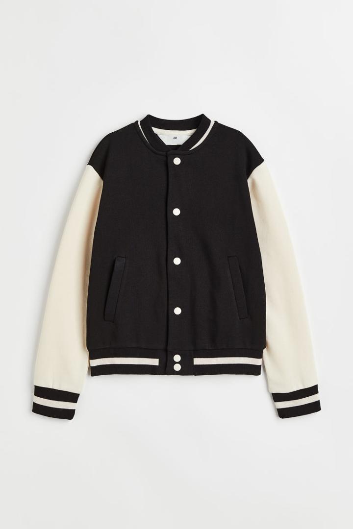 H & M - Oversized Baseball Jacket - Black