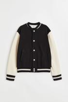 H & M - Oversized Baseball Jacket - Black