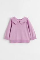 H & M - Flounce-collared Sweater - Purple