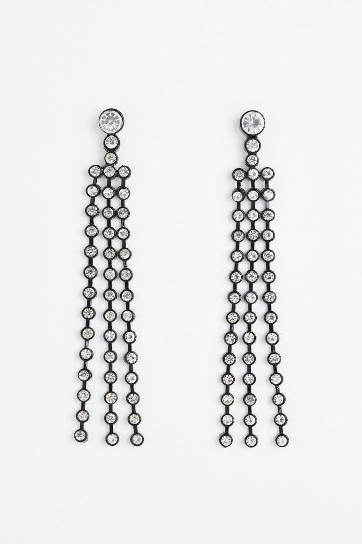 H & M - Rhinestone Earrings - Black